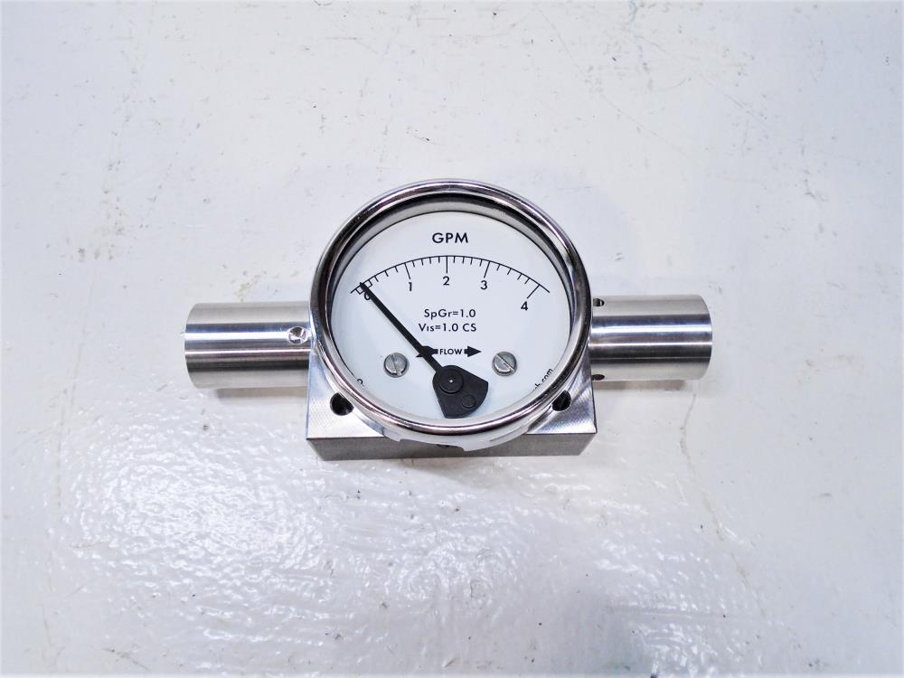 Orange Research 0-4 GPM In-Line Flow Meter, 1/2" NPT, Stainless, 2321FG-1C-2.5B